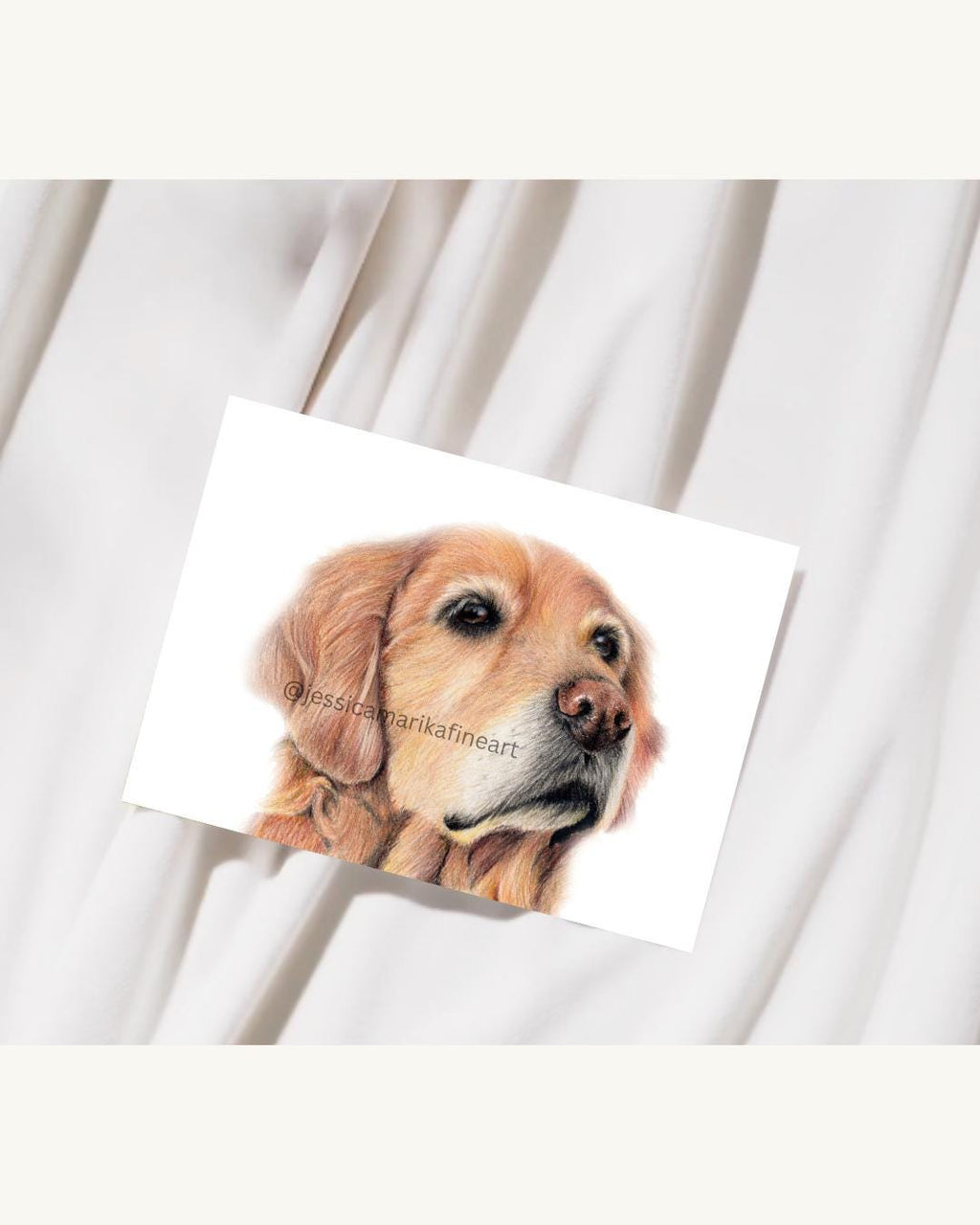 Golden Retriever Fine Art Print: Loyal Dog Portrait, Mounted Coloured Pencil Drawing (A5/A4)