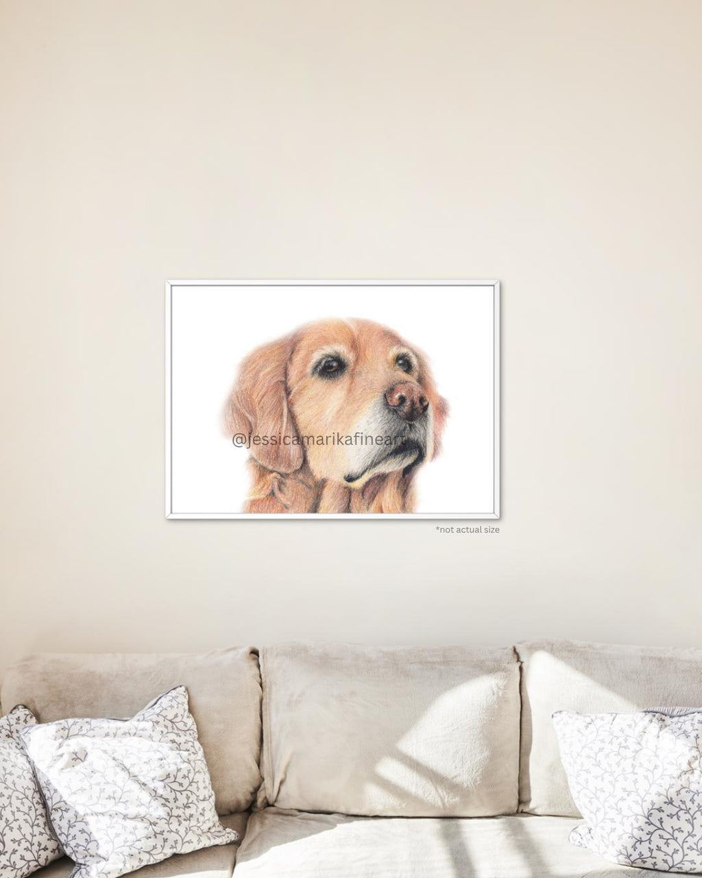 Golden Retriever Fine Art Print: Loyal Dog Portrait, Mounted Coloured Pencil Drawing (A5/A4)