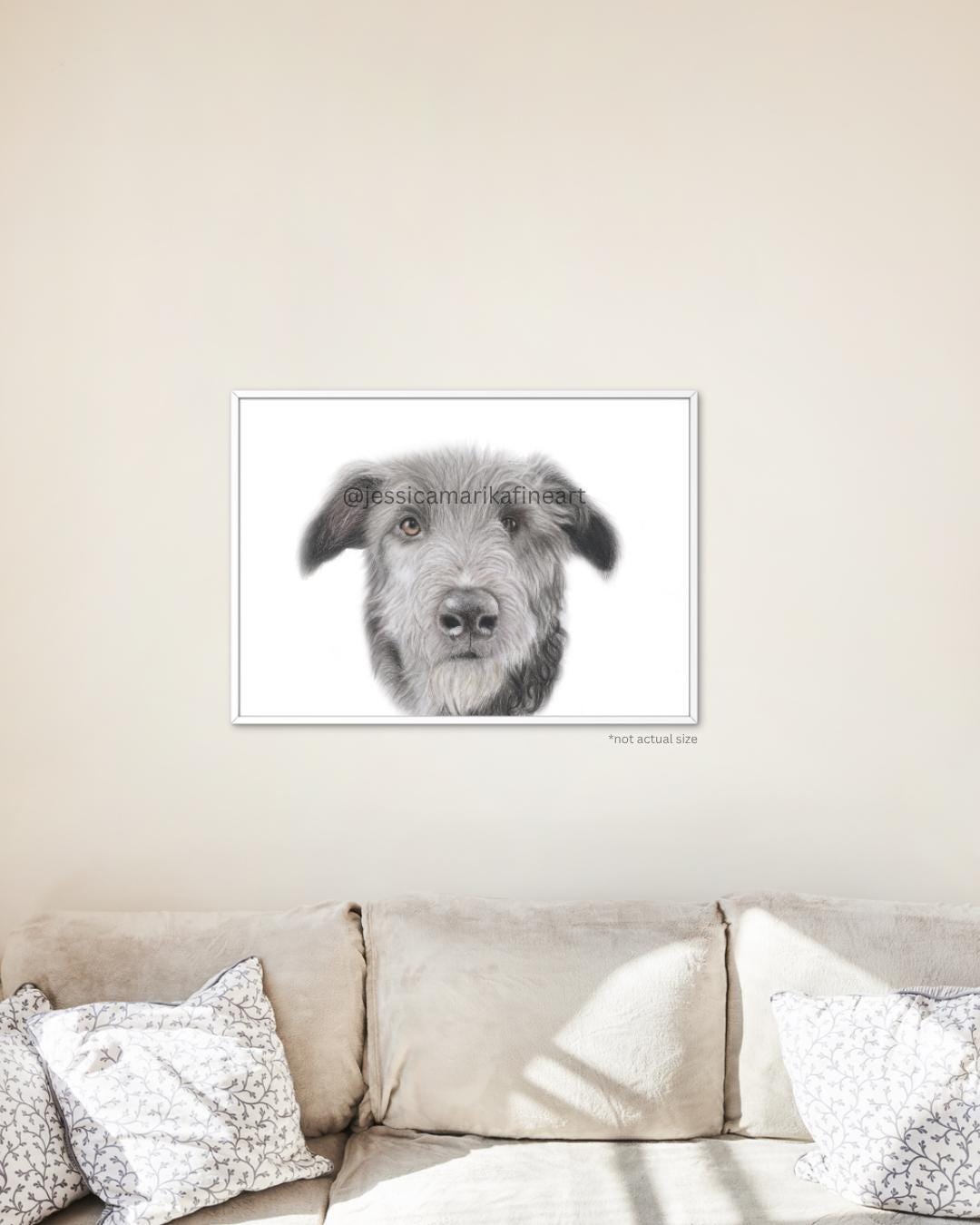 Irish Wolfhound Fine Art Mounted Print: Gentle Giant Dog Portrait Wall Art (A5, A4)
