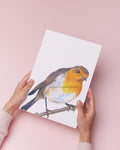 Robin Fine Art Print: "Friendly Little Visitor" Coloured Pencil Drawing Wall Art (A5 A4)