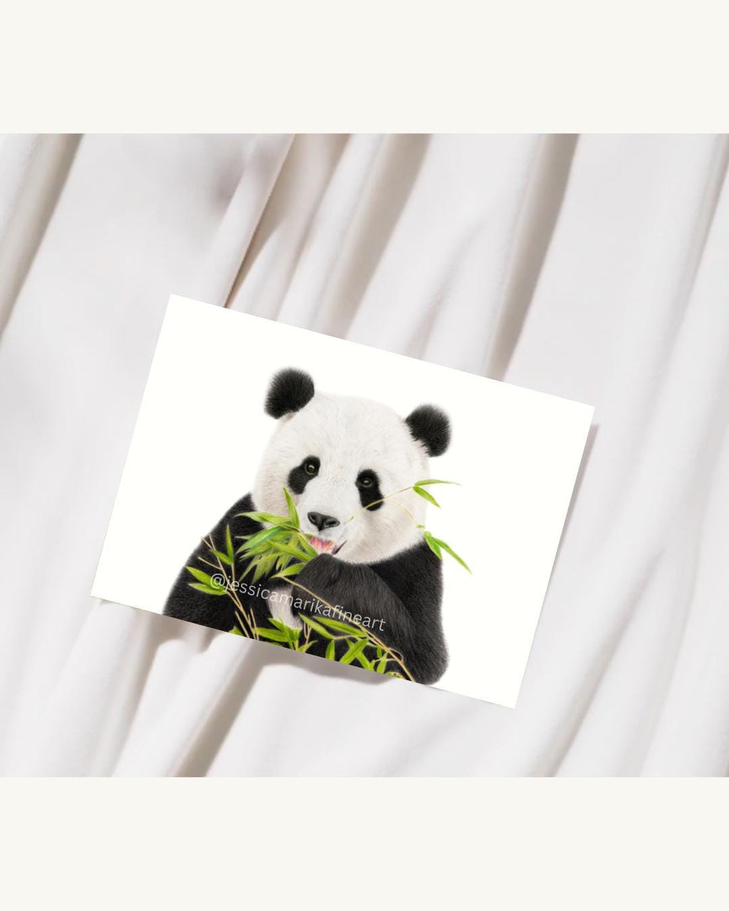 Panda Fine Art Print: "Bamboo Bliss" Coloured Pencil Drawing Wall Art (A5 A4)