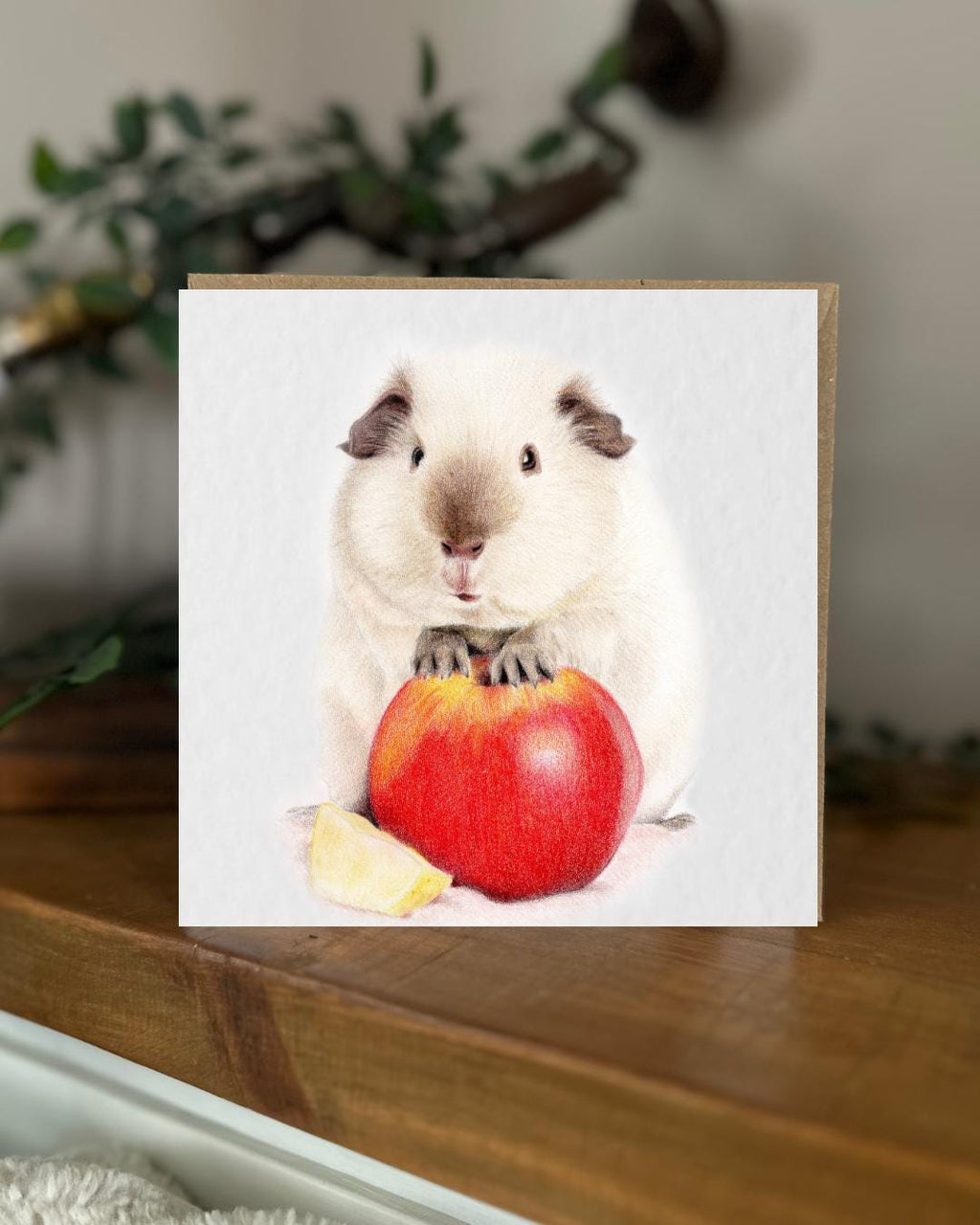 Hand Drawn Guinea Pig Card, Textured Cardstock Greeting (148mm x 148mm), Blank Inside