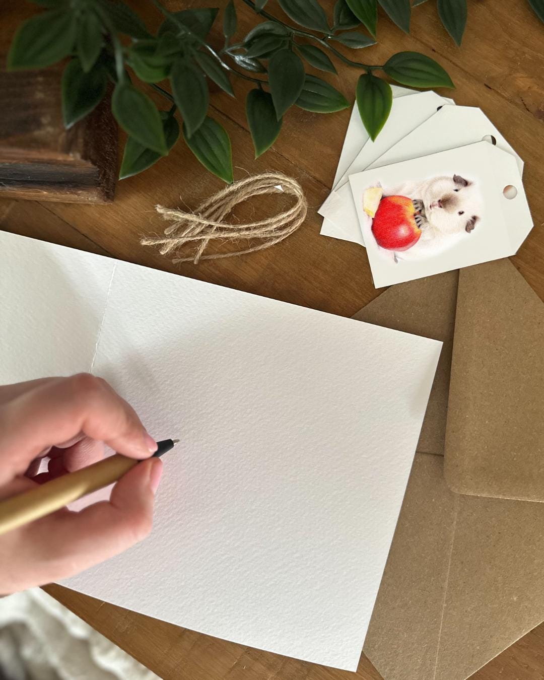 Hand Drawn Guinea Pig Card, Textured Cardstock Greeting (148mm x 148mm), Blank Inside