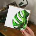 Hand Drawn Monstera Coloured Pencil Card, Textured Cardstock Greeting (148mm x 148mm), Blank Inside