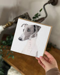 Hand Drawn Greyhound Card, Textured Cardstock Greeting (148mm x 148mm), Blank Inside