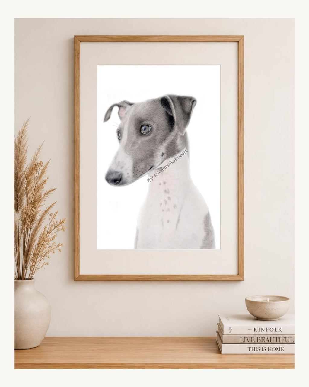 Greyhound Wall Art Print, Original Coloured Pencil Drawing, Signed Artist (A4, A5)