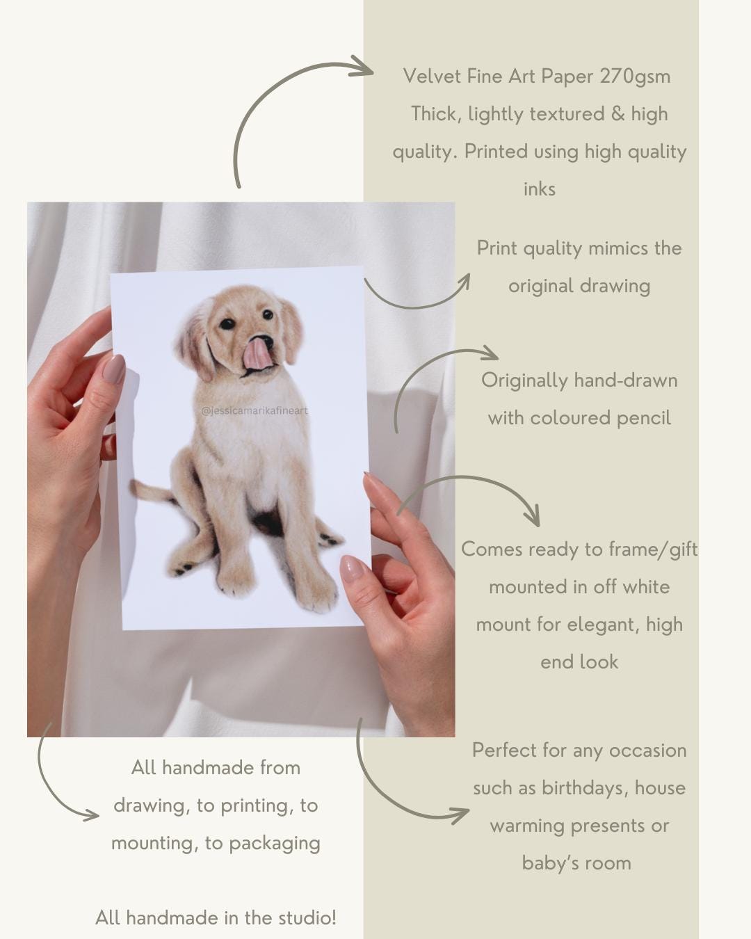 Labrador Puppy Fine Art Print: Mounted Coloured Pencil Dog Portrait (A5/A4)