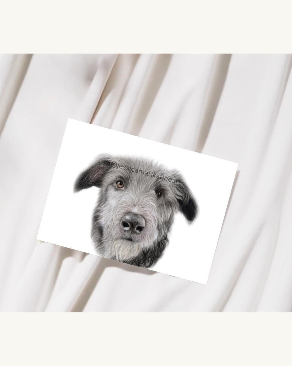 Irish Wolfhound Fine Art Mounted Print: Gentle Giant Dog Portrait Wall Art (A5, A4)