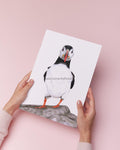 Puffin Fine Art Print: "Beak too Chic" Coloured Pencil Drawing Wall Art (A5 A4)