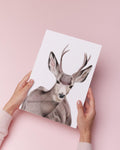 Deer Coloured Pencil Art Print: Wildlife Wall Art (A5 A4)