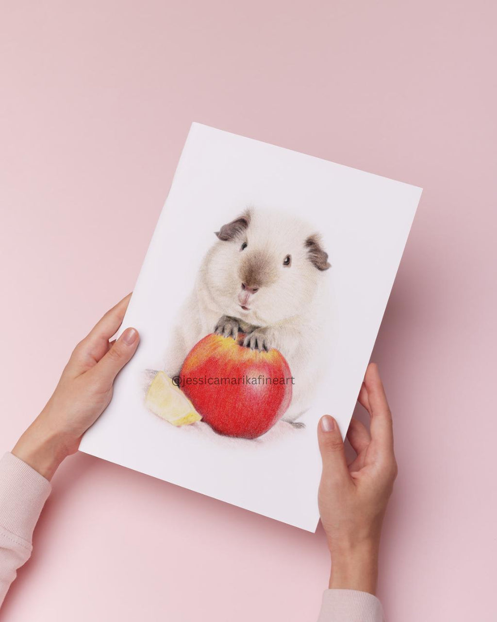 Guinea Pig Fine Art Print: "Pip Squeak" Coloured Pencil Drawing Wall Art (A5 A4)