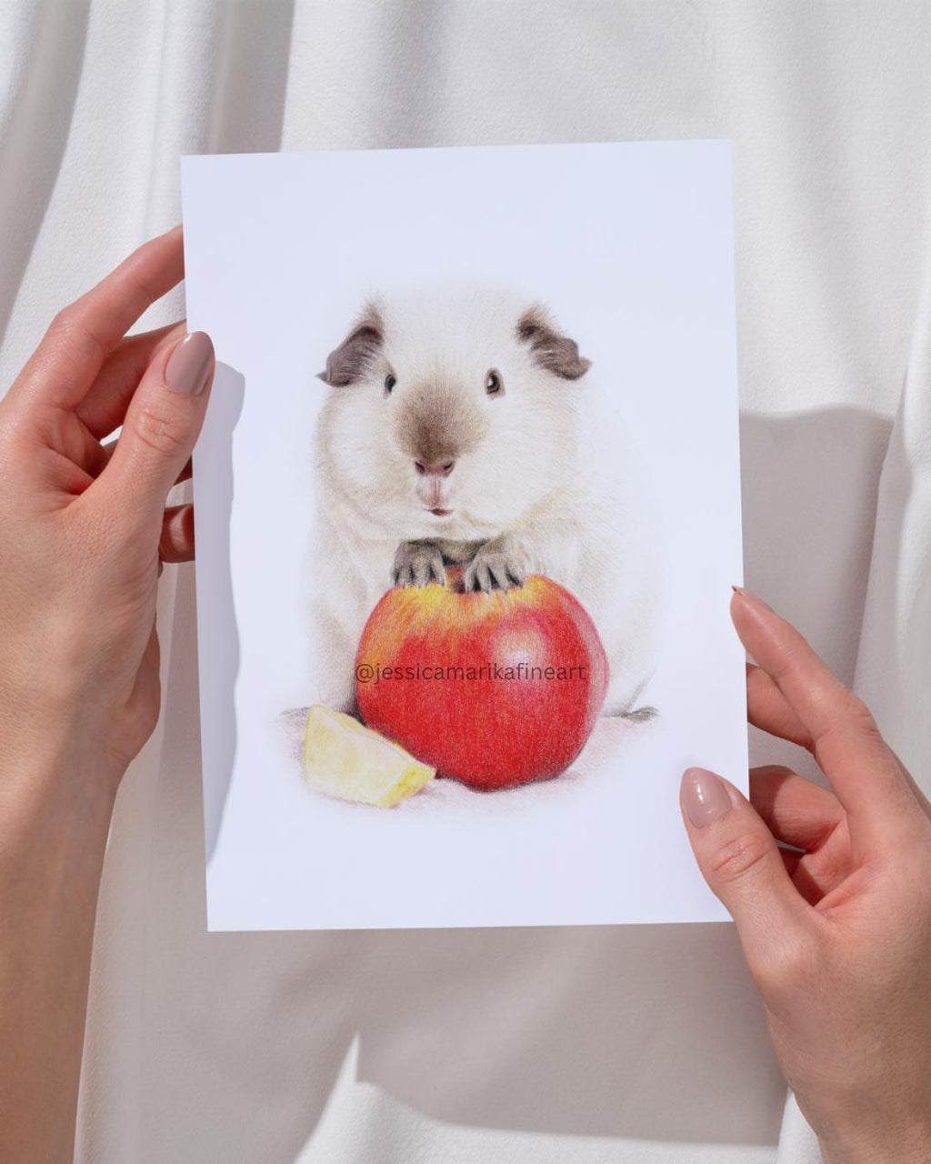 Guinea Pig Fine Art Print: "Pip Squeak" Coloured Pencil Drawing Wall Art (A5 A4)