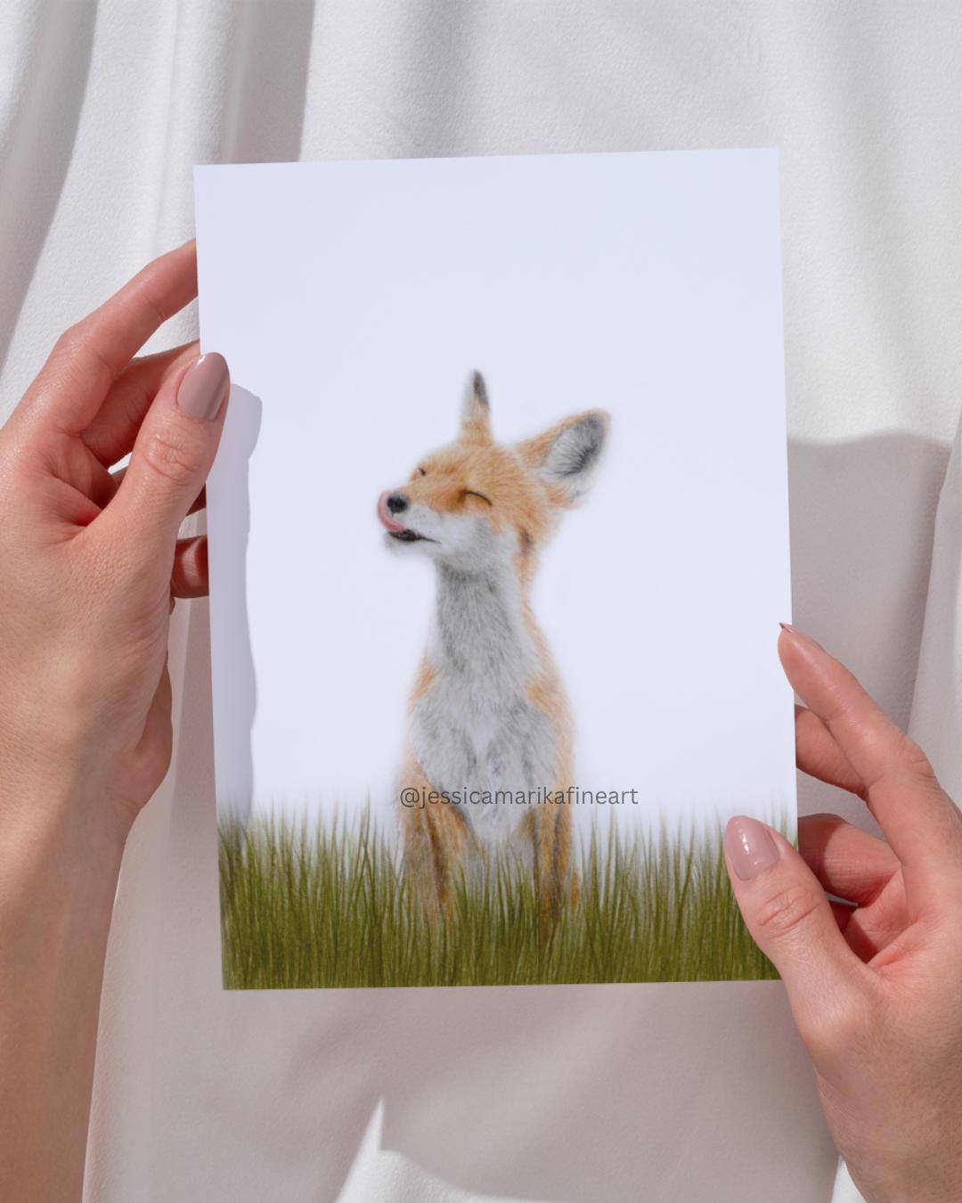 Fox Fine Art Print: Coloured Pencil Drawing Wall Art (A5 A4)